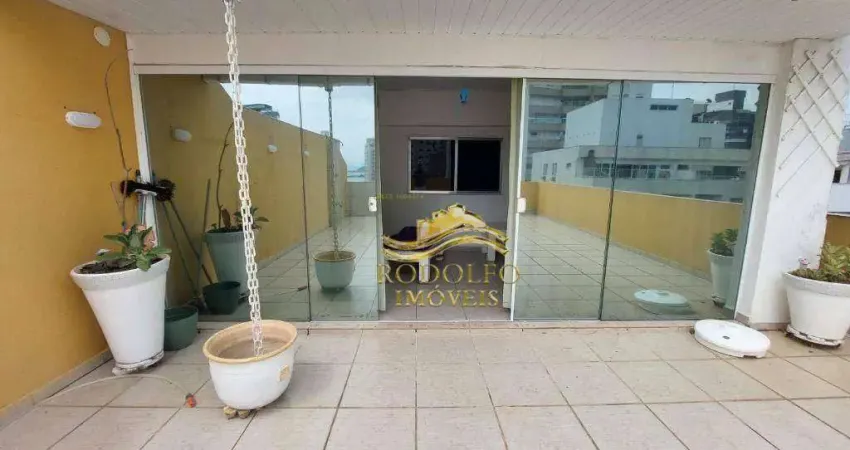 Praia das astúrias cobertura duplex 2 dormitórios 200m² 3 salas 2 lavabos 1 vaga academia portaria