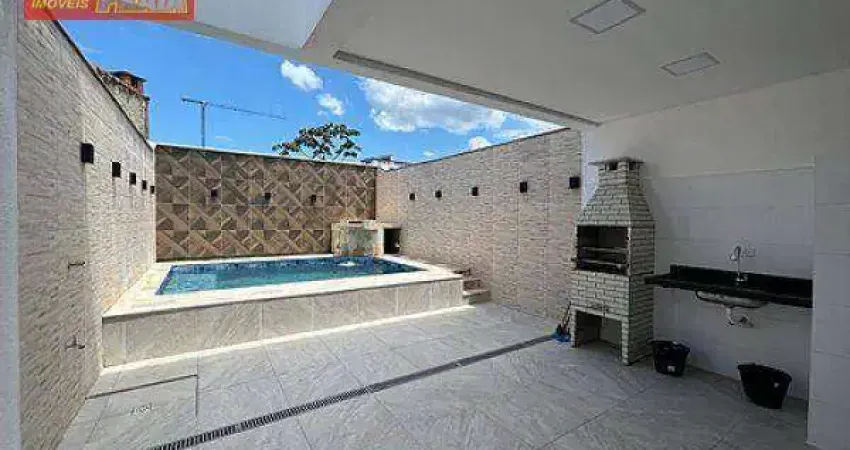 SOBRADO NOVO 3 QUARTOS C/ PISCINA E CHURRASQUEIRA A 100 METROS PRAIA