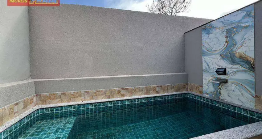 250 metros da praia! casa nova com piscina 2 quartos, 60 m² por r$ 435.000 - balneário jussara - mongaguá/sp