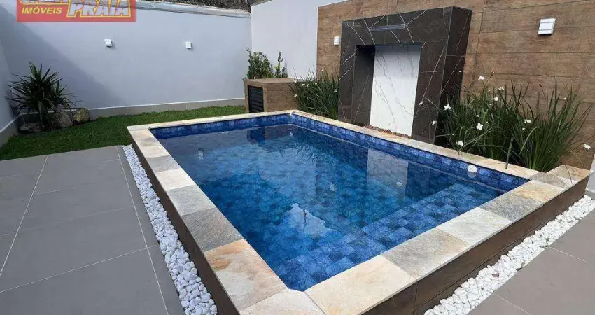 Casa nova com piscina 3 quartos, churrasqueira, 105 m² r$ 550.000, 750 metros da praia - vila atlântica - mongaguá/sp