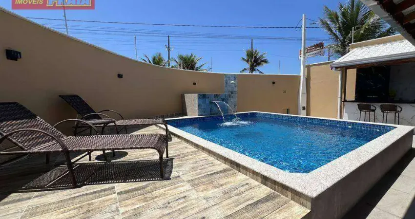 Casa luxuosa frente ao mar 3 suítes com piscina, 206 m² por r$ 1.280.000 - balneário itaoca - mongaguá/sp