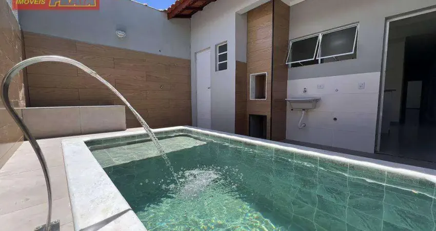 Casa nova com piscina churrasqueira 3 quartos 80 m² por r$ 375.000 - balneário plataforma - mongaguá/sp