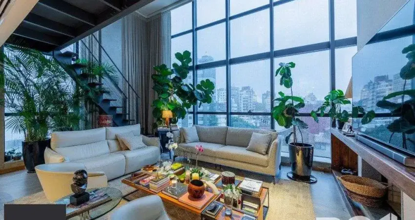 Belíssimo apartamento no Glass Aurélio andar alto, Living com pé direito duplo, 174m² privativos finamente decorado no Moinhos de Vento