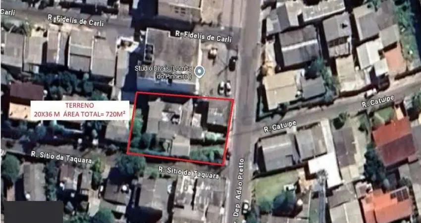 Terreno comercial com 720m2 à venda, bairro Lomba do Pinheiro, Porto Alegre, RS