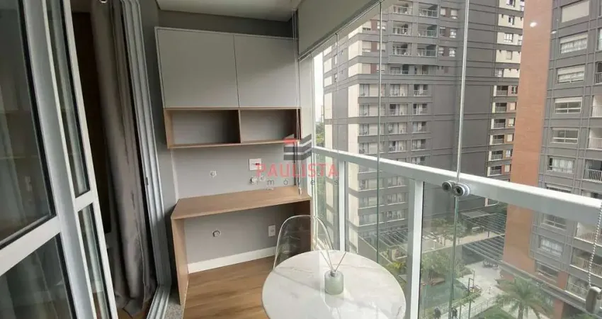 Studio mobiliado, 1 dormitório, sala, cozinha, banheiro, varanda grande, Vila Clementino, São Paulo