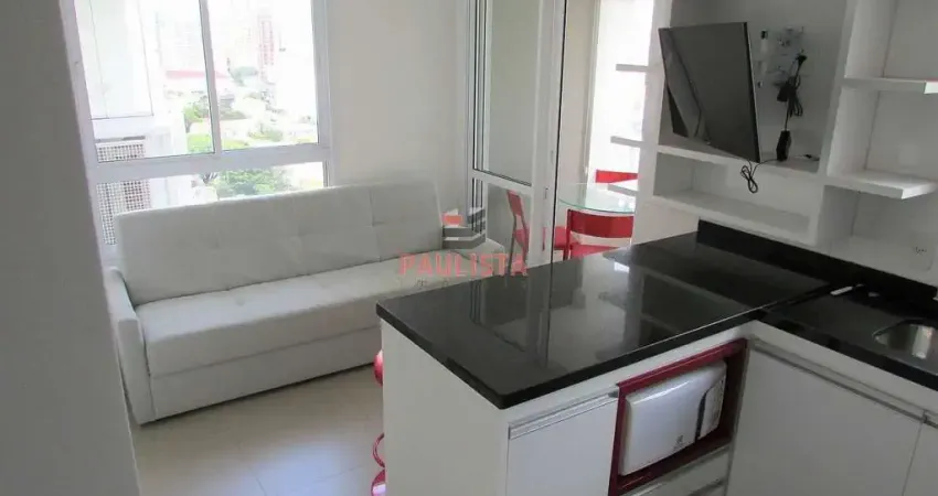 01 dormitório mobiliado!!! face norte, com ar condicionado, varanda envidraçada, próximo da espm,