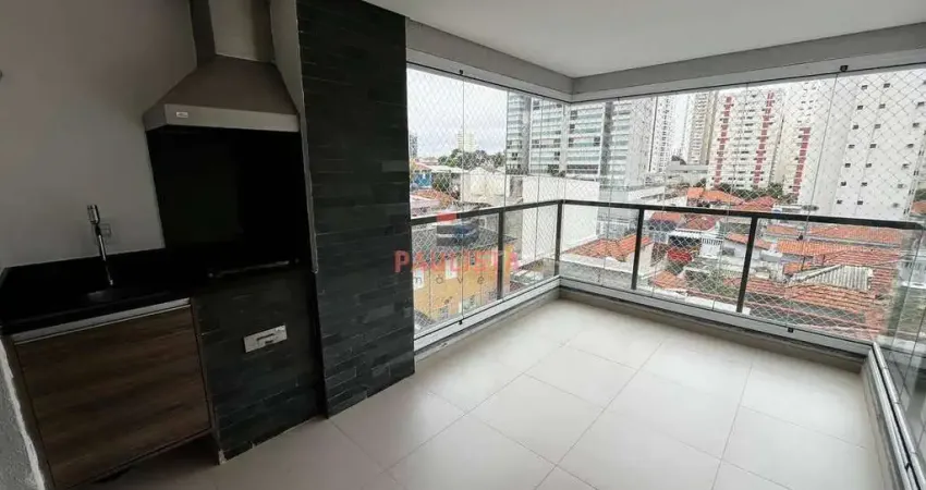 Apartamento para locação com 3 dormitórios, varanda com churrasqueira, 3 vagas de garagem, na vila
