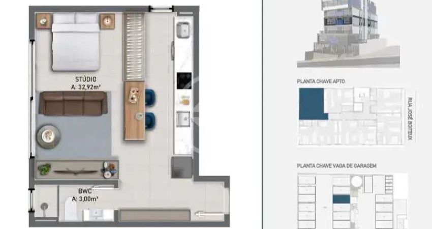 Studio no centro de Florianópolis com uma Vaga de Garagem e Louge, Espaço Gourmet, Pet Place, Sauna e Muito mais na Área de Lazer! codigo: 129702