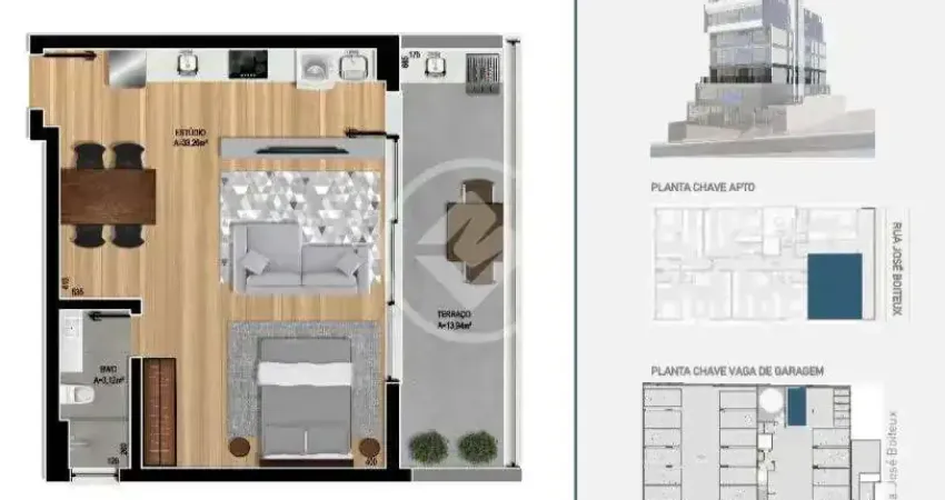 Studio no centro de Florianópolis com Terraço, uma Vaga de Garagem e Louge, Espaço Gourmet, Pet Place, Sauna e Muito mais na Área de Lazer! codigo: 129695
