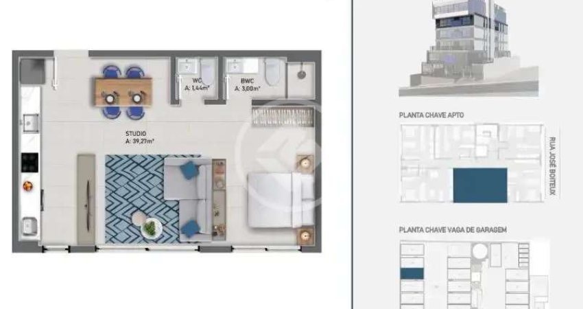 Studio no Centro com uma Vaga de garagem e Sauna, Área Gourmet, Pet Place, Lauge e muito mais na área de lazer! codigo: 130045