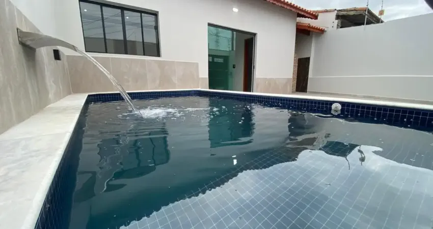 Casa nova, lado praia, com piscina a venda, 3 quartos em balneario itaguai - mongaguá - sp