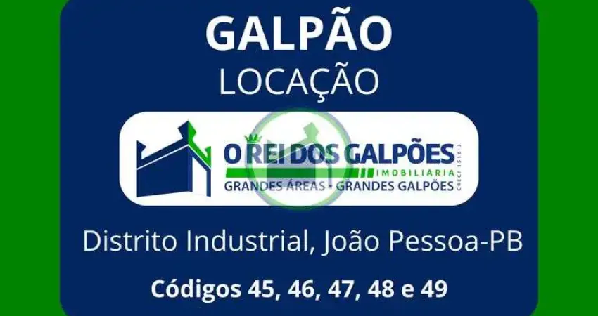 Galpões Novos, com: 3.000m²; 6.000m²; 8.000m²; 10.000m² e 12.000m²