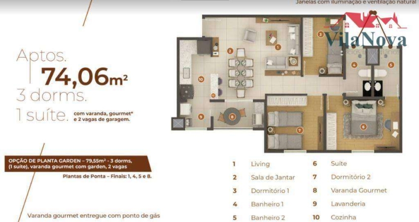 Apartamento à venda, 74 m² por R$ 583.669,00 - Manai Residence - Indaiatuba/SP