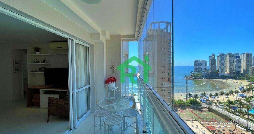 Apartamento beira mar, 2 dormitórios (1 suíte), 2 vagas, Lazer, Jardim Astúrias - Guarujá/SP