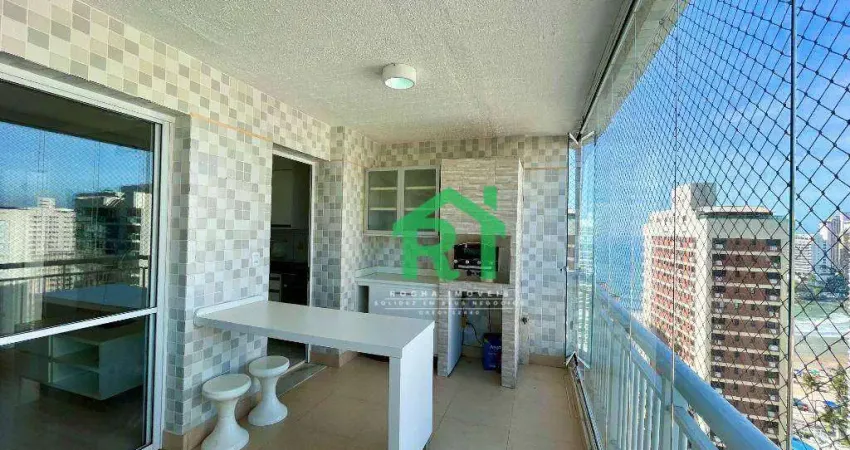 Apartamento Vista Mar, Varanda Gourmet, 3 dormitórios (1 suíte), 2 vagas, Astúrias, Guarujá/SP