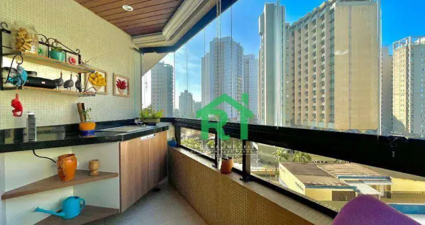 Apartamento com varanda gourmet, 3 dormitórios (1 suíte), 1 vaga, lazer, jardim astúrias, guarujá/sp