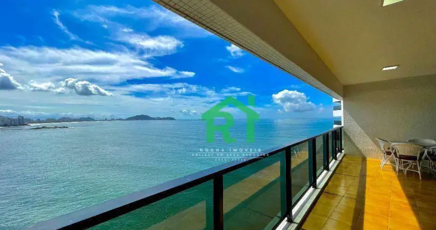 Apartamento frente mar, 3 suítes, 2 vagas, área de lazer, jardim astúrias, guarujá/sp