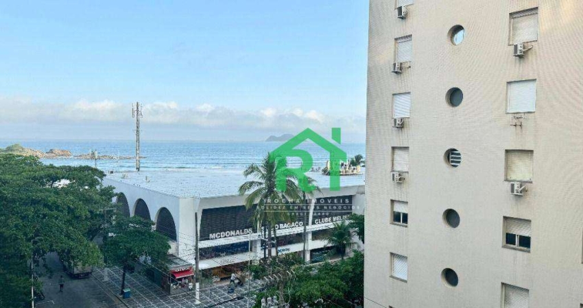 Apartamento Vista para o mar, beira mar, 2 dormitórios à venda, 90 m² por R$ 540.000 - Pitangueiras - Guarujá/SP