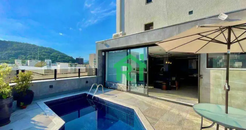 Cobertura à beira mar com 3 quartos (3 suítes), 2 vagas, lazer, Pitangueiras, Guarujá/SP