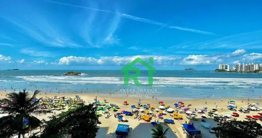 Apartamento frente mar, vista mar, 3 dormitórios (1 suíte), 1 vaga, Pitangueiras, Guarujá/SP.