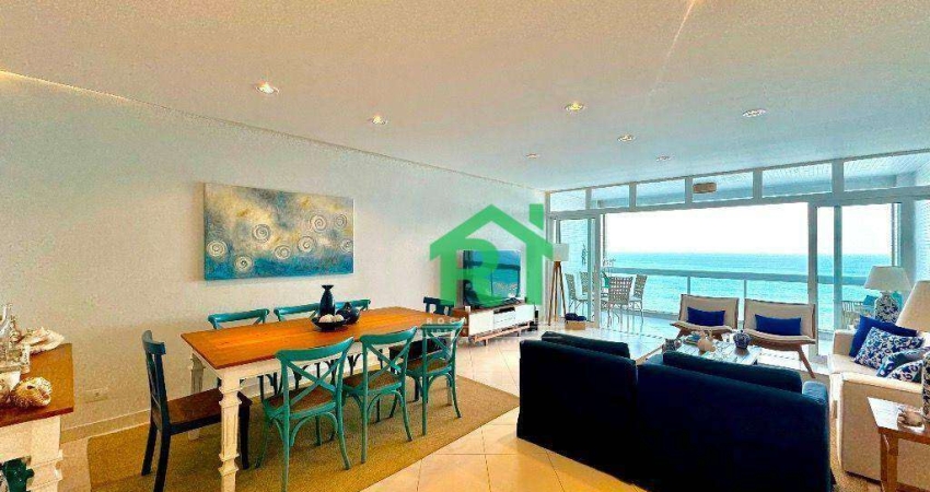 Apartamento frente ao mar, vista livre para o mar com 4 dormitórios sendo 3 suítes, à venda, 190 m² por R$ 1.960.000 - Pitangueiras - Guarujá/SP