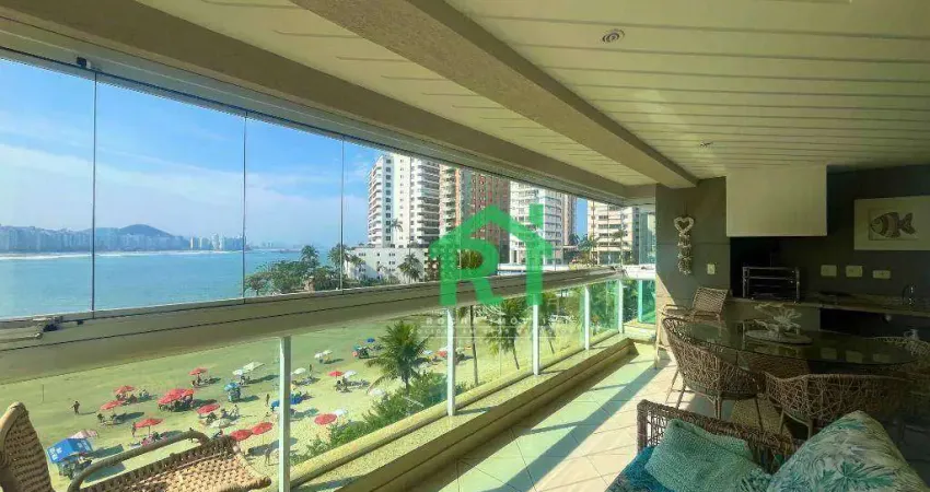 Apartamento à beira mar com 4 dormitórios (4 suítes), 2 vagas, lazer, Jardim Astúrias, Guarujá/SP