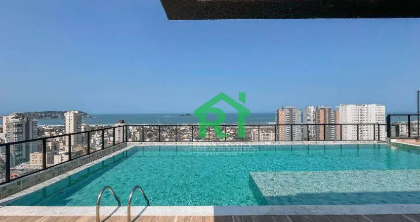 Apartamento com 1 quarto, varanda gourmet, 1 vaga, à venda em praia da enseada, guarujá