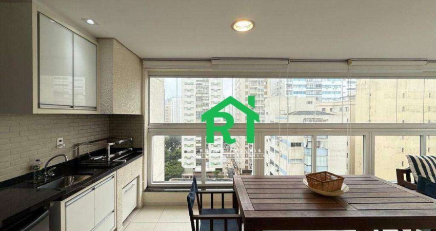 Apartamento com vista mar, 3 dormitórios (1 suíte), 2 vagas, lazer, Pitangueiras, Guarujá/SP