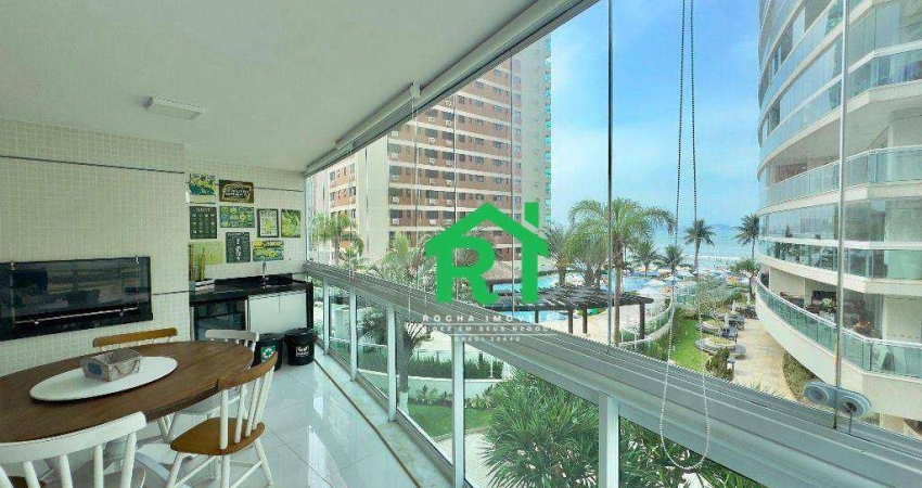 Apartamento frente mar com 3 dormitórios (1 suíte), 2 vagas, lazer, Jardim Astúrias, Guarujá/SP