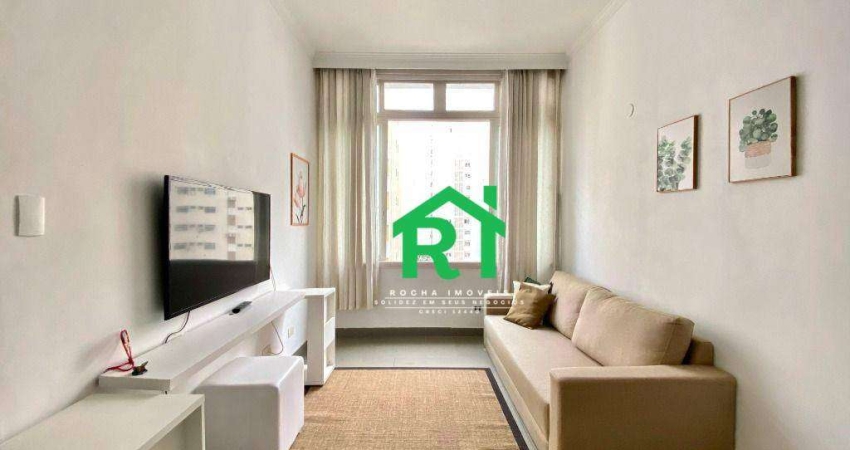Apartamento Beira Mar com 1 dormitórios (1 suíte), Praia das Pitangueiras -  Guarujá/SP