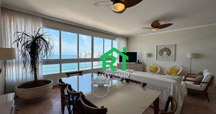 Apartamento frente mar, vista mar, 3 dormitórios, 2 vagas, Pitangueiras, Guarujá/SP.