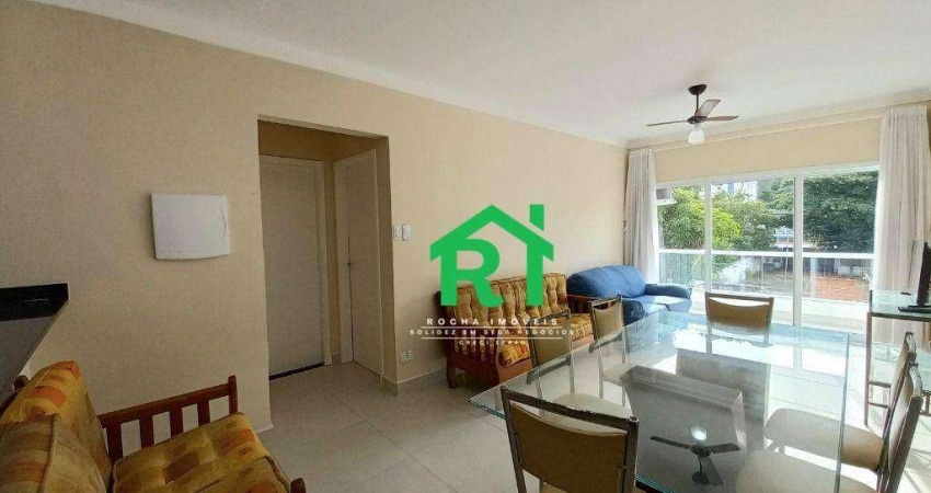 Apartamento à beira mar com 1 Dormitórios, Sacada, 1 vaga - Enseada - Guarujá/SP