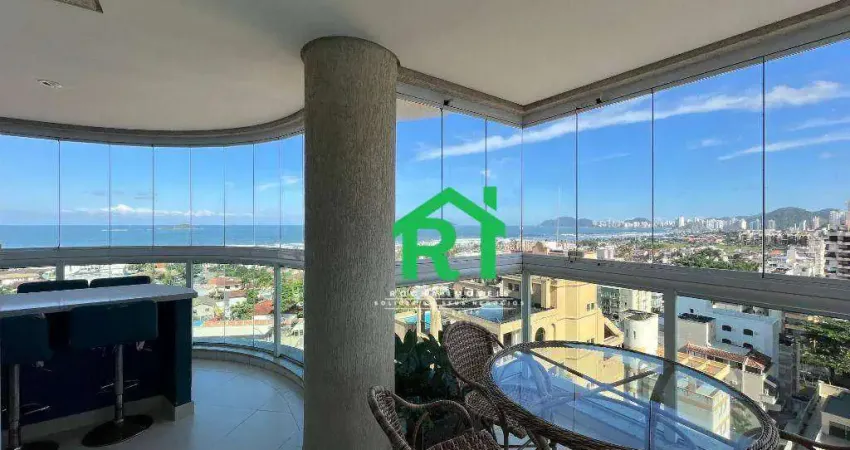 Apartamento vista ao mar com 3 dormitórios (3 suítes), 2 vagas, lazer, Enseada, Guarujá/SP
