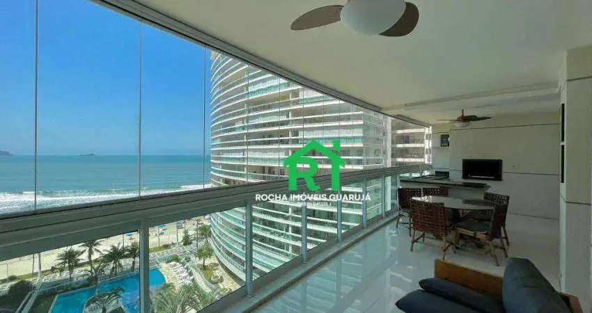 Apartamento frente mar, 2 dormitórios (1 suítes), 2 vagas, lazer, jardim astúrias, guarujá/sp