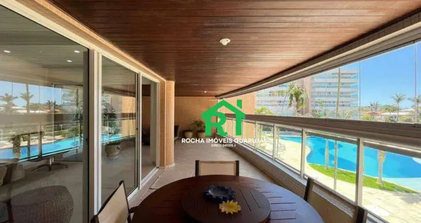 Apartamento frente mar, 4 dormitórios (2 suítes), 4 vagas, lazer, enseada, guarujá/sp