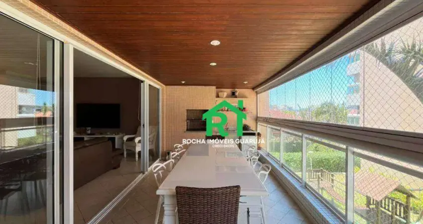 Apartamento frente mar, 5 dormitórios (3 suítes), 4 vagas, lazer, enseada, guarujá/sp