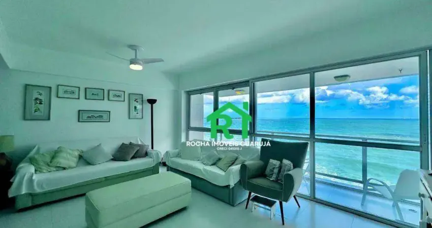 Apartamento frente mar, vista mar, 4 dormitórios, 1 vaga, pitangueiras, guarujá/sp.