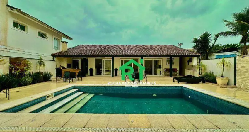 Casa com 4 quartos (4 suítes), 4 vagas, lazer à venda em acapulco, guarujá.