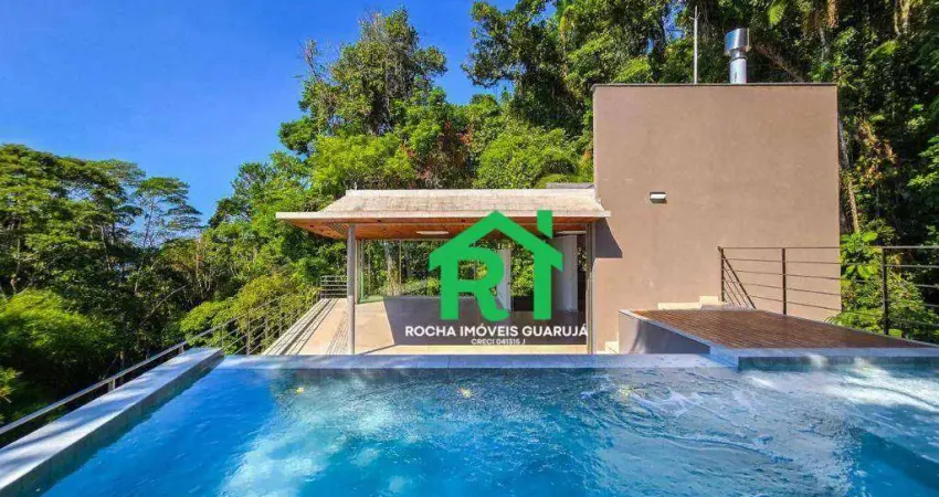 Casa com 4 quartos (4 suítes) 8 vagas. lazer à venda em condomínio tijucopava, praia de são pedro guarujá/sp