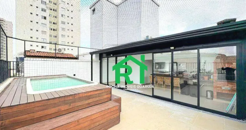 Cobertura com 2 quartos (1 suíte), 1 vaga e lazer à venda em jardim astúrias, guarujá