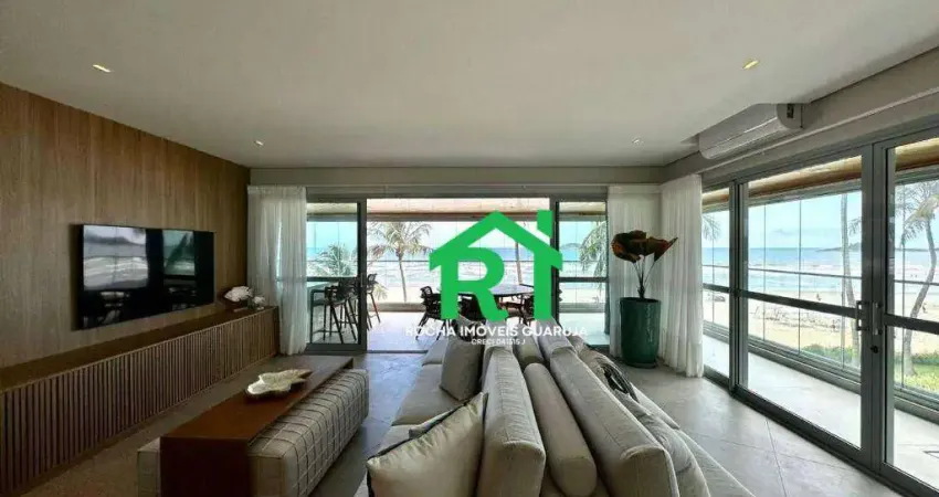 Apartamento frente mar com 5 quartos (5 suítes), 3 vagas, lazer, riviera de são lourenço, bertioga.
