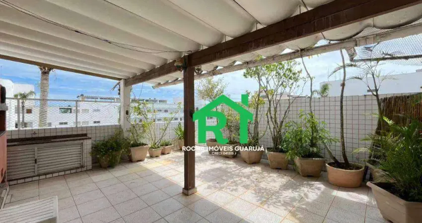 Cobertura à beira mar com 3 quartos (1 suíte), 1 vaga e lazer à venda em enseada, guarujá