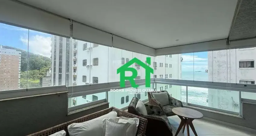 Apartamento à beira-mar com 3 suítes, varanda gourmet e lazer – Praia das Astúrias, Guarujá
