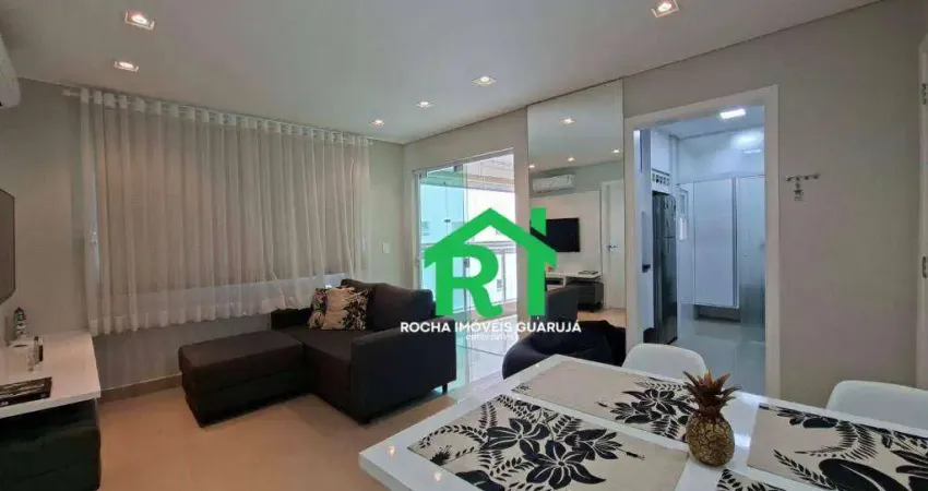 Apartamento com 1 quarto, 2 vagas, lazer à venda em Pitangueiras, Guarujá.