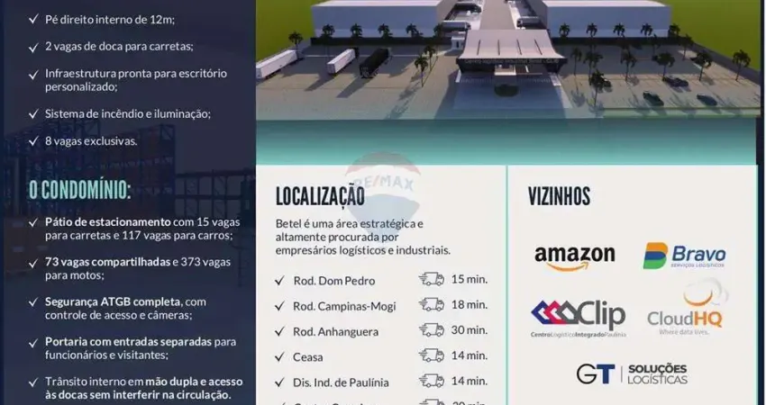 Condominio com galpões industriais  com 22 unidades de galpões sendo 04 (quatro) deles com 939,47m² e outros 18 (dezoito) com 926,00m²