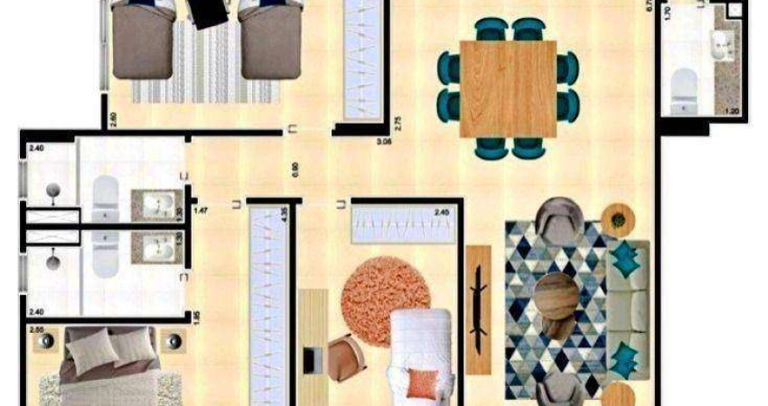 Apartamento com 3 dormitórios à venda, 115 m² por R$ 891.000,00 - Vila Assunção - Praia Grande/SP