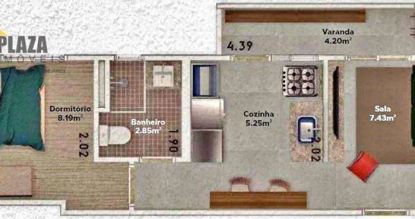 Apartamento à venda, 37 m² por R$ 290.000,00 - Boqueirão - Praia Grande/SP