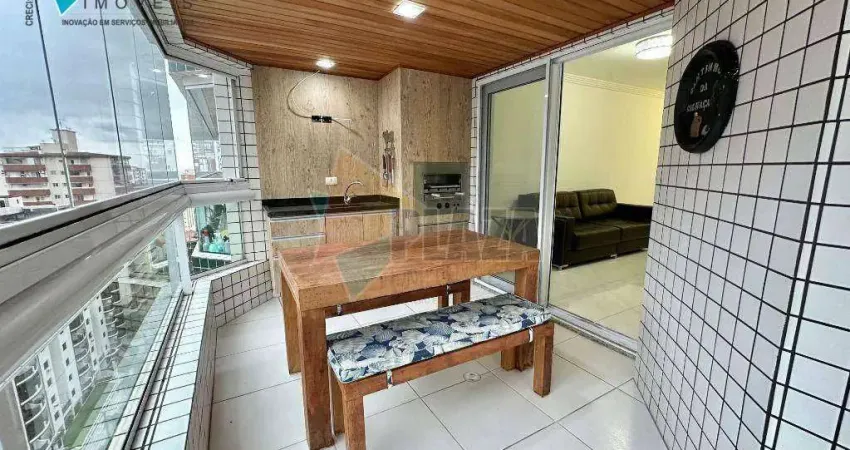 Apartamento mobiliado com 3 quartos em prédio com lazer completo, disponível para alugar no bairro Canto do Forte, em Praia Grande/SP.