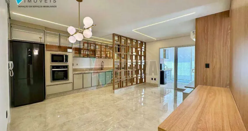 Apartamento com 3 dormitórios para alugar, 104 m² por r$ 9.000,00/mês - canto do forte - praia grande/sp