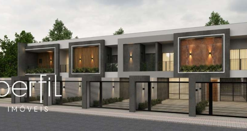 Sobrado geminado em construção a venda com três quartos sendo uma suíte no bairro Bom Retiro - Joinville/ SC